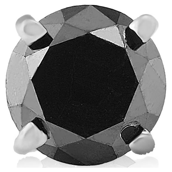 Mens 1/2ct Black Diamond Stud Earring 14K White Gold
