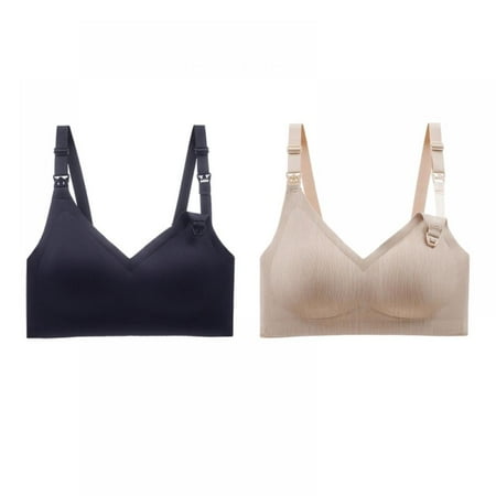 

Maternity & Nursing Bra for Pregnancy and Breastfeeding - without Underwire for Pregnant Women Full Cup Pregnant Breastfeeding Feeding Plus Size Nursing Bra M-3XL(2-Packs)