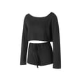 thumbnail image 5 of Women Trendy Outfit, Knitted Wool Off Shoulder Crop Tops + Shorts Set, 5 of 9
