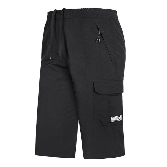 Pantalones capri deportivos casuales para hombre, talla grande, de secado rápido, con aros en color arena