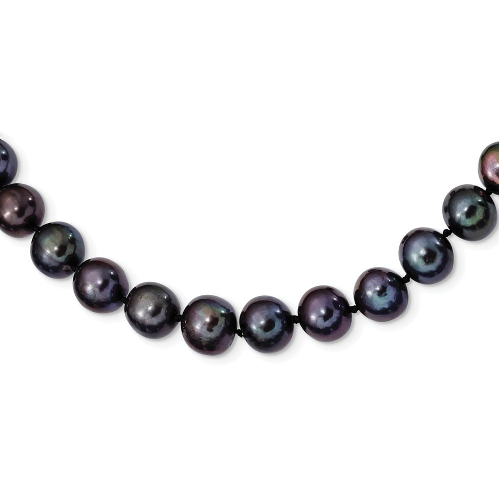 925 Sterling Silver 9-10mm Black Freshwater Cultured Pearl Necklace