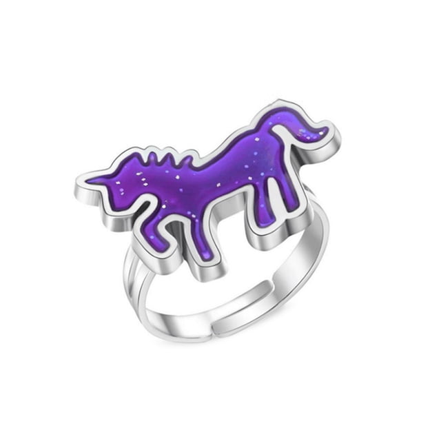 Minnieouse Anillos de humor Termocrómico Fácil de combinar Moda retro Temperatura cambiable Joyería Diseño único Pony / Unicornio Type3 NO3 Minnieouse AP008771-02
