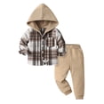 thumbnail image 5 of Stamzod Baby Boy Outfits Fall Winter Two Piece Hooded Flannel Plaid Shirt and Joggers Pants 2026 Casual Boys' Clothing Sets Multicolor T 2-3Years, 5 of 7