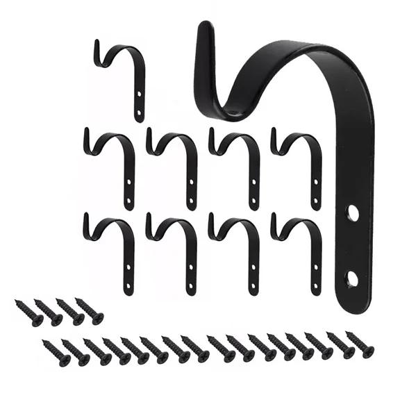 PURELY- 10Pcs Hanging Basket Brackets Metal Strong Outdoor Wall Garden Hook Decor