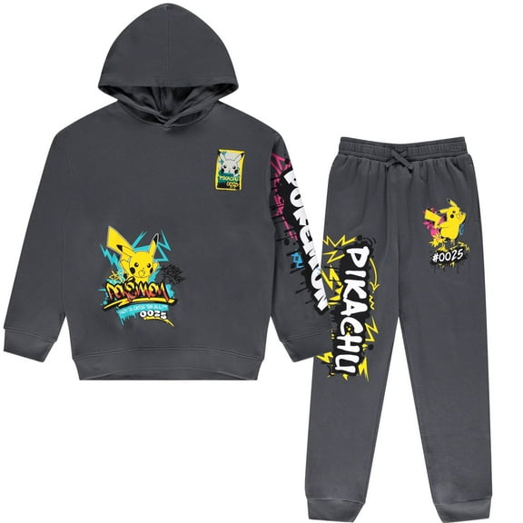 Mad Engine Pokmon Pikachu Boys Hoodie and Jogger Set  Graffiti Graphic 2-Piece Outfit, Sizes XSXL