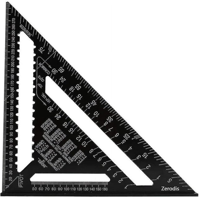 Transportador de Regla de Ángulo YONGSHENG Triángulo Cuadrado Herramienta de Medición de Aleación de Aluminio 12 Pulgadas Negro