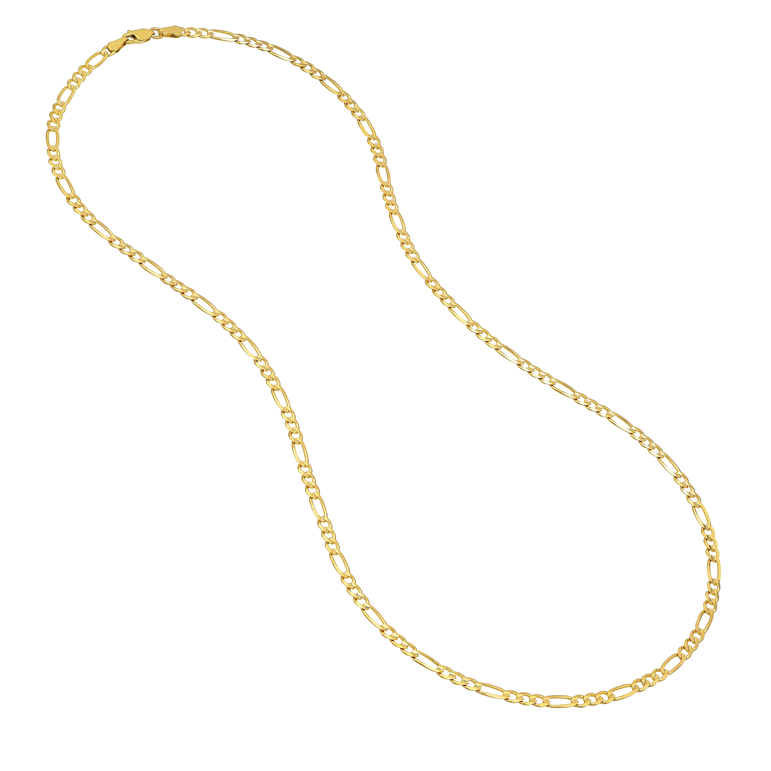 10K Yellow Gold 18" 3.9mm Light Concave Figaro Chain Necklace w/ Lobster Lock - Unisex