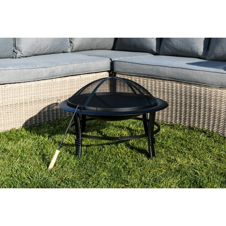 Peaktop Outdoor 26 Inch Round Steel Wood Burning Fire Pit