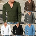 thumbnail image 6 of Mens Casual Henley Shirts Retro Long Sleeve Tee T-Shirt Pullover Top Blouse, 6 of 11