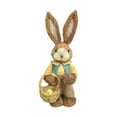 thumbnail image 1 of Estatuilla de conejo tejida de paja de pie, estatua de conejo, escultura de Pascua, accesorios de fotografía, manualidades para jardín, escritorio, Chica Ropa Amarilla perfecl Conejo de Pascua de paja, 1 of 8