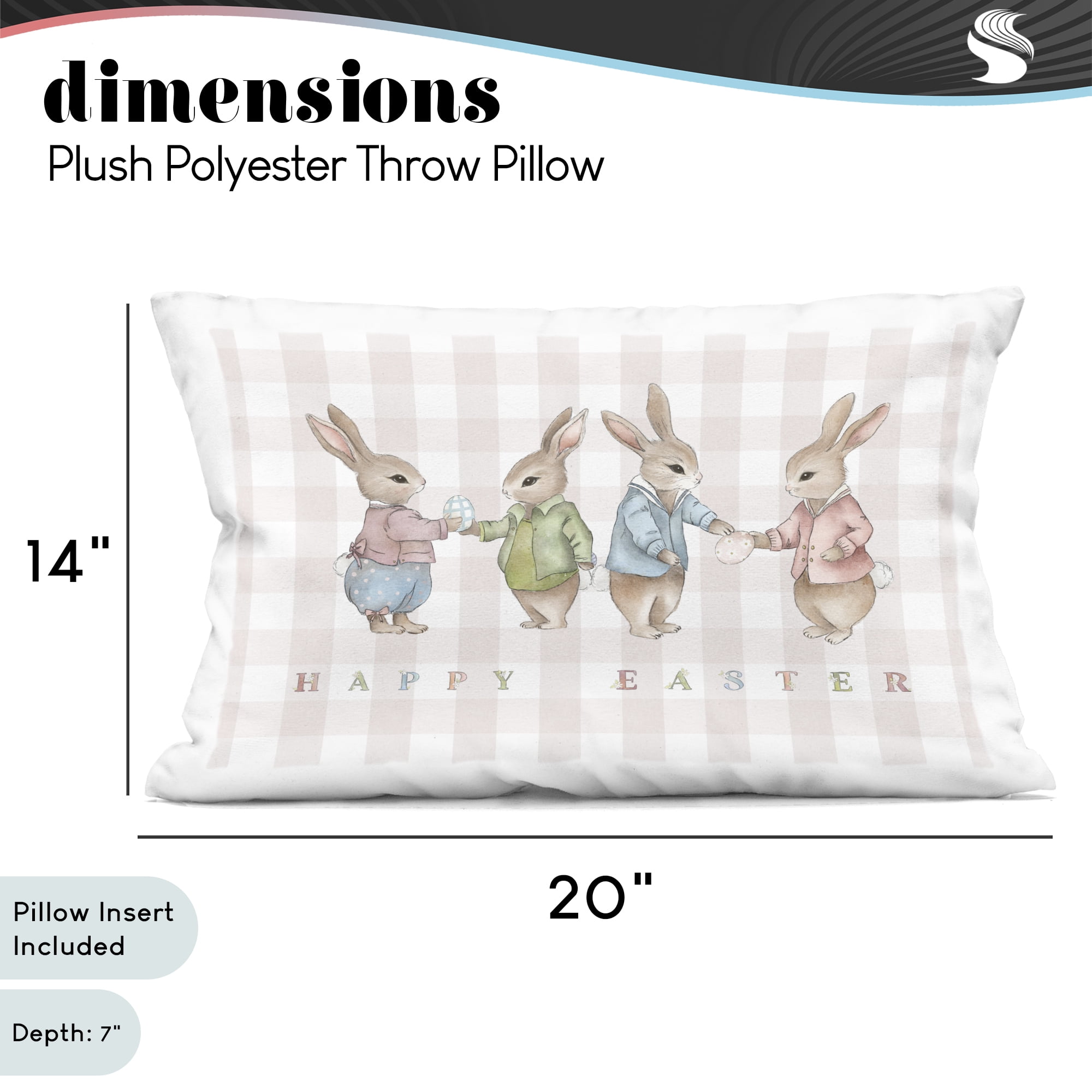 Stupell Industries Easter Bunnies Pink Gingham Decorative Printed Throw Pillow, design by Leah Straatsma