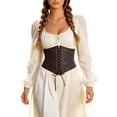 thumbnail image 2 of WAYUTE Pirate for Women Scoop Neck Breathable Solid Color Dress with Retro Corset Belt Clothes Set Halloween Stage Performance, 2 of 6