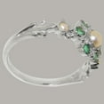 thumbnail image 3 of LBG British Made 18k White Gold Cultured Pearl & Emerald Womens Anniversary Ring - 33 size options - Size 6.5, 3 of 7