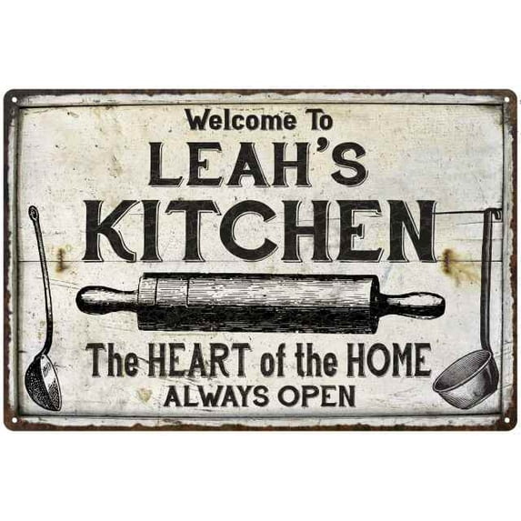 LEAH'S Kitchen Farmhouse Sign 8 x 12 High Gloss Metal 208120033273