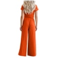 thumbnail image 4 of 2 Piece Travel Outfits for Women Two Piece Skirt Set for Women Clothing Set Female Round Neck Short Sleeve Tops Pants Sets Trousers Pant Style S_198 Women's Tracksuits Orange M, 4 of 7