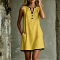 thumbnail image 2 of Womens Summer Dresses Casual Sleeveless V Neck Tank Mini Sundresses Color Block Loose Fitted T Shirt Dress with Pockets, 2 of 6