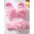 thumbnail image 1 of Baby Girl Toddler Shoes Flowers Soft Sole Walking Princess Shoes and Shoes Headband Set, 1 of 5