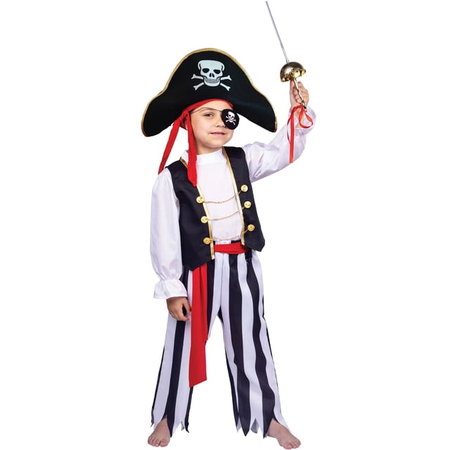 Disfraz de pirata Dress Up America para niños con blusa, pantalones y más