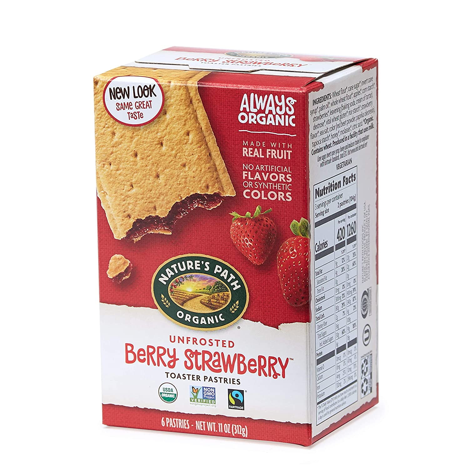 Nature's Path Organic Unfrosted Toaster Pastries Berry Strawberry -- 6 Pastry Pack of 2