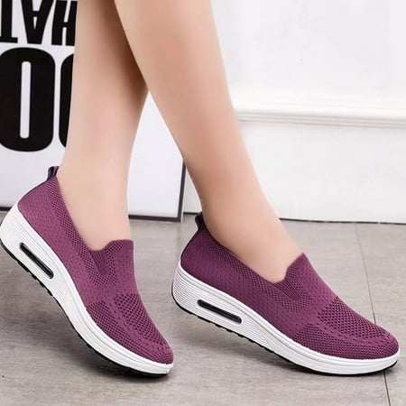 

Women‘s Shoes 2024 New Breathable Fly-woven Mesh Top Slip-on Lazy Casual Shoes Thick-soled Women‘s Sneakers