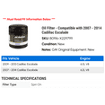 thumbnail image 2 of Oil Filter - Compatible with 2007 - 2014 Cadillac Escalade 2008 2009 2010 2011 2012 2013, 2 of 2