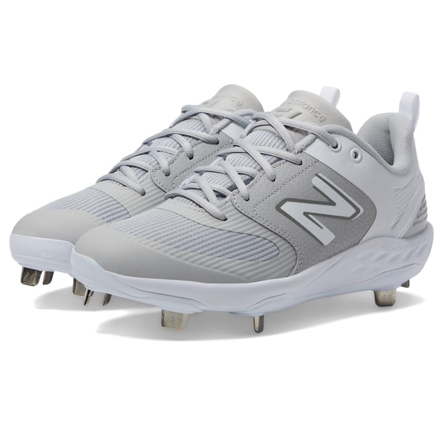 Zapatillas de softball New Balance Fresh Foam Velo V3 para mujer, color gris y blanco