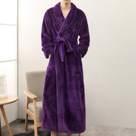 

Kayannuo Pajamas Clearance Men s Winter Lengthened Bathrobe Home Clothes Shawl Long Sleeved Robe Coat
