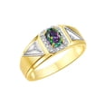 thumbnail image 4 of RYLOS Men's Rings 14K Yellow Gold Classic 7X5MM Oval Gemstone & Diamond Ring Alexandrite June Birthstone Rings For Men Size 12, 4 of 7
