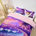 thumbnail image 3 of jejeloiu Purple Tropical Sunset Bedding For Girls,Palm Tree Print Duvet Cover Full,Multicolor,Pink Reversible,3pcs,1 Duvet Cover and 2 Pillowcases, 3 of 6
