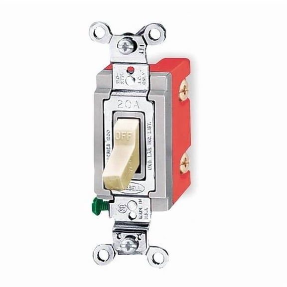 Wall Toggle Switch, Single Pole, 20A 120/277V AC, Back and Side Wired