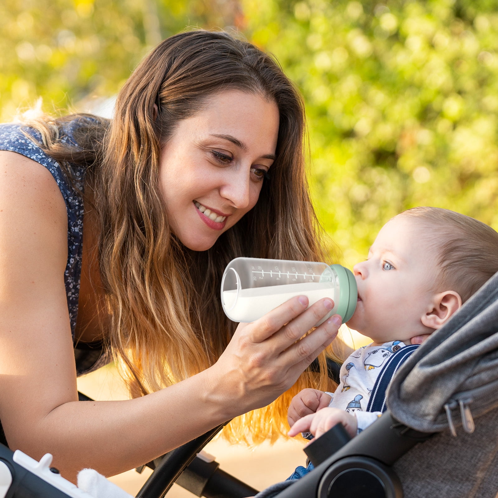 Momcozy Natural Baby Bottle, 11oz Wide-Neck Breast Milk Container, BPA-Free Plastic, Compatible with Momcozy Breast Milk Cooler
