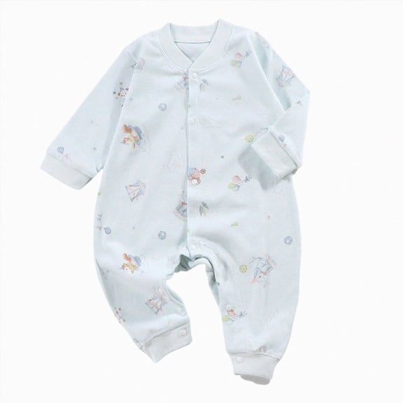 CAUYDY Baby Girls Bodysuit Newborn Sleepers Preemie Long Sleeved Romper Infant Girl Pajamas Fall Winter Toddler Clothes 0 3 6 9 12 18 24 Months Sizes 0-3 Months,Light Blue