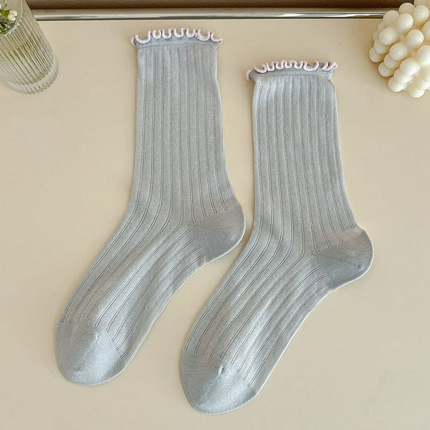 XmhyTop 3 pares de calcetines de algodón para mujer, calcetines de vestir finos, suaves, cómodos y transpirables, calcetines por encima del tobillo para negocios (gris)