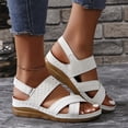 thumbnail image 5 of Ruyang Women Leather Sandals Women's Casual Side Hollow Belt Buckle Slope Bottom Roman Shoes Summer Fashion Ladies Sandals, 5 of 7
