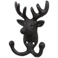 thumbnail image 1 of Cast Iron Deer Head Wall Hook for Hanging Coat 1Set Vintage Rustic Design, 1 of 5
