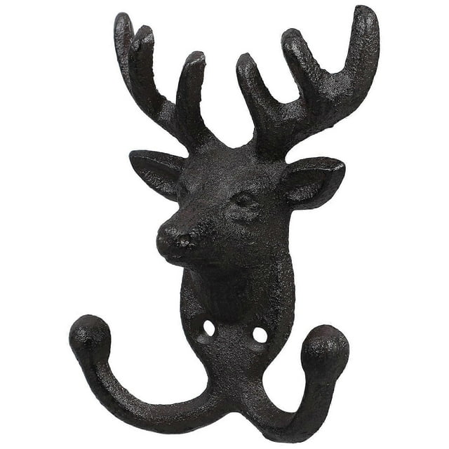 Cast Iron Deer Head Wall Hook for Hanging Coat 1Set Vintage Rustic Design