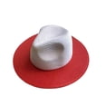 thumbnail image 2 of Color Block Wide Brim Straw Panama Hats for Men Women Summer Fedora Beach Sun Hat, 2 of 3