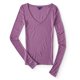 thumbnail image 1 of Aeropostale Playera básica acanalada Seriously Soft para mujer, Púrpura, XS Aeropostale Camiseta básica, 1 of 2