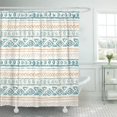thumbnail image 1 of ABPHQTO Cortina de ducha de baño de línea geométrica oriental adornada con patrón de borde antiguo blanco 165x180 cm, 1 of 2