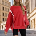 thumbnail image 2 of eczipvz Womens Oversized Crewneck Sweatshirts Hoodies Fall Outfits Fashion Teen Girls Y30k Winter Clothes Red,S, 2 of 5