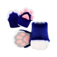 thumbnail image 1 of Pantuflas peludas con forma de pata de animal para cosplay, fiestas, bailes de máscaras Azul oscuro, 1 of 8