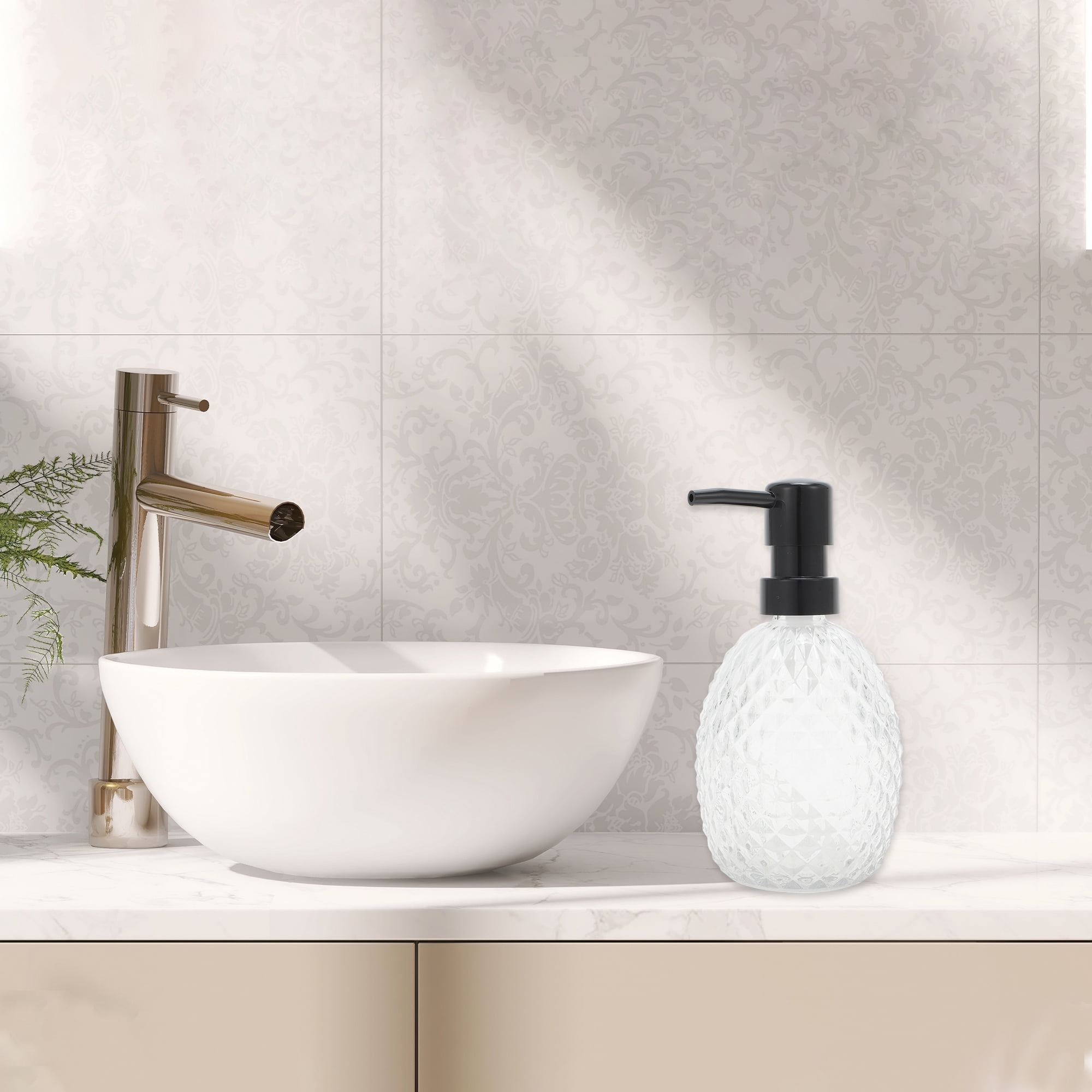 Unique Bargains 1 Pc Pineapple-shaped Soap Dispenser 11.84oz Clear Black
