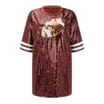 thumbnail image 4 of Rigardu T Shirts for Women Graphic Women's Fashion Sequined Casual Football Cheer Rugby Tops Long T Shirts T Shirts for Women Short Sleeve Red Xl, 4 of 9