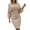 Khaki, variant on Aoochasliy Fall Dresses for Women Casual Knit Dress Long Sleeve Hip and Waist Dress Long Sleeve Collar Dress