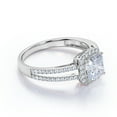thumbnail image 3 of JeenMata 1.25 Carat Cushion Cut Moissanite - Halo - Split Shank Engagement Ring - 18K White Gold Plating Over Silver, 3 of 7