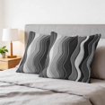 thumbnail image 6 of 16x16 Pillow Covers Set of 2, Black Stripes Square Throw Pillow Covers for Couch/Sofa/Living Room, Modern Simple Greyish Gradient Lines Decorative Soft Pillowcases for Couch Throw Pillows, 6 of 9