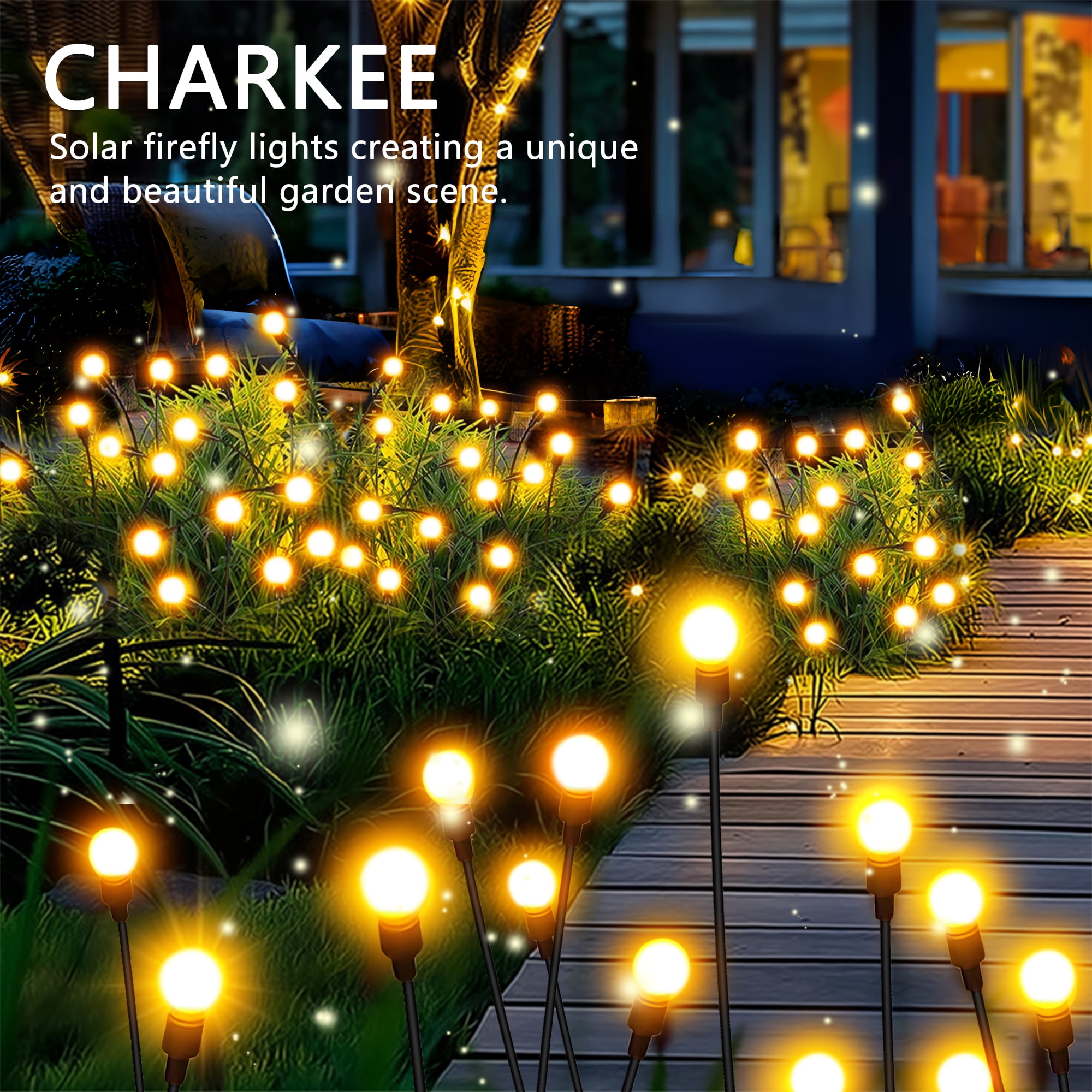 CHARKEE Outdoor Solar Lights for The Garden,6 Pack/ 8 Modes LED Firefly Landscape Lighting