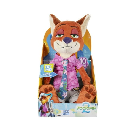 Disney’s Zootopia 2 14 inch Feature Plush Nick Wilde - 10  Sounds and Phrases - Plush Toys for Kids and Preschoolers