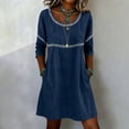 thumbnail image 6 of Zpzdpjkx Womens Cotton Linen Tunic Dress, Crew Neck 3/4 Sleeve Casual Summer Dress with Pockets, 6 of 6