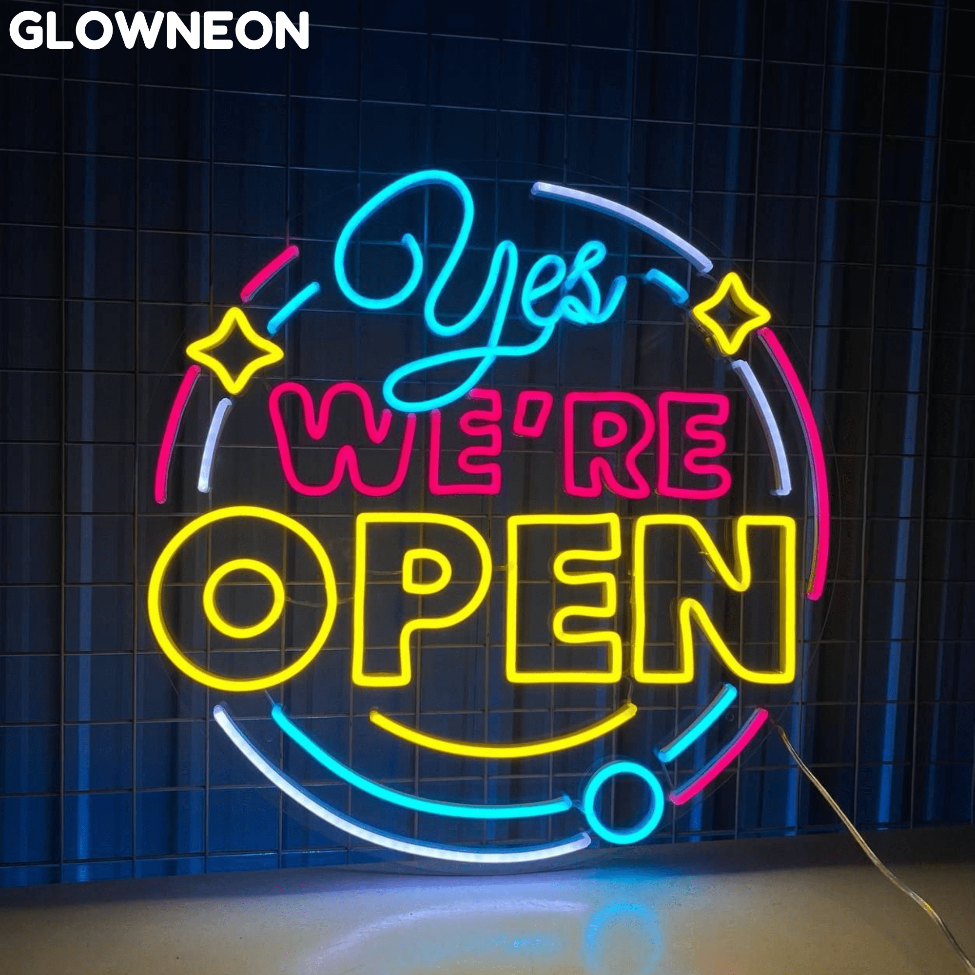 Glowneon Yes We're Open Neon Sign, Bar Led Sign, Business Open Sign